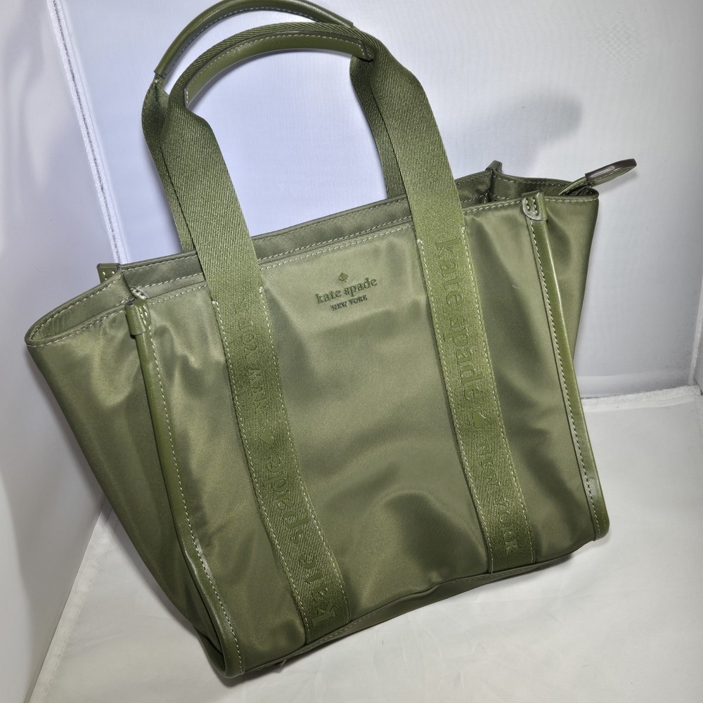 Kate Spade Enchanted Green Kip Nylon Small Tote Shoulder Bag Handbag